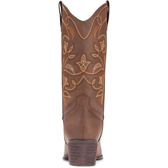 Iuv Cowboy Women Mid Calf Boote Brown Brown Not Water Resistant Pointy Toe - Picture 4 of 8